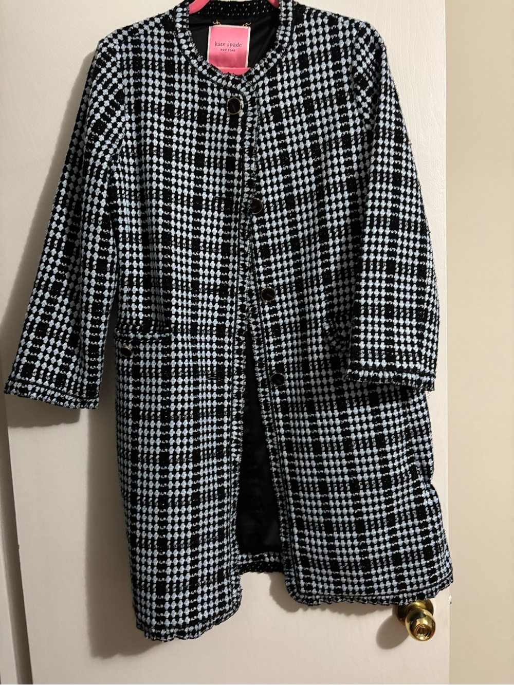 kate spade Black and White Houndstooth Coat